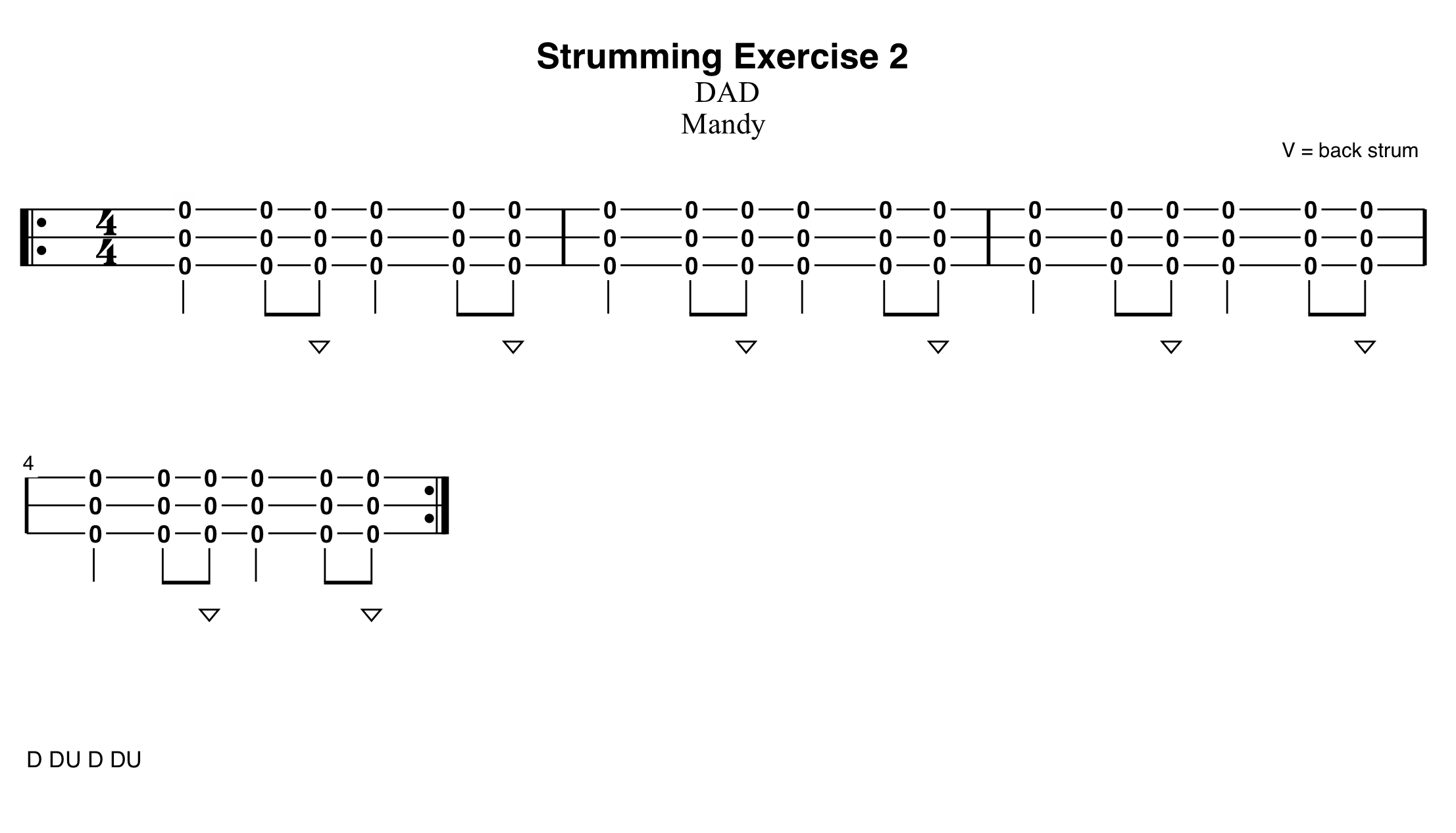 Dulcimer – Strumming Exercise 2 (early beginners)